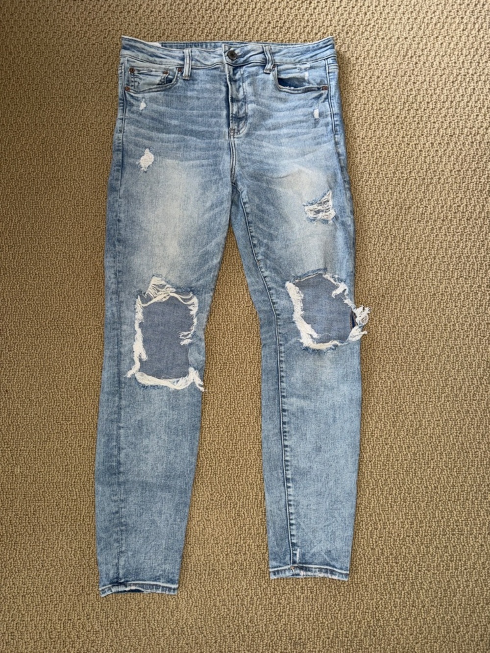 Destroyed Light Blue Women's Skinny Jeans